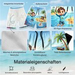 Personalisierte Badeshorts mit 3D-Cartoon-Charakter- und Meerestierdesign | mit Namen | Sommer- und Urlaubsgeschenk für Kinder Jugendlichen und Männer
