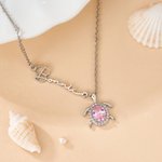Personalized Exquisite Birthstone Sea Turtle Bracelet with Name Birthday Anniversary Gift for Women Ocean Lovers