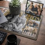 Personalised Multicolor Best Dad Ever 2-6 Photos Non-Slip Mouse Pad Desk Mat with Text Office Desk Supplies Daily Use Father's Day Gift for Dad