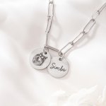 Personalizada Pet Retrato Collar con nombre grabado Dainty Joyería Birthdayt Memorial Sympathy Gift for Dog Cat Owner Lover