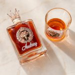 Personalised Crown Floral Design Whiskey Decanter with Glass and Name Home Decor Birthday Anniversary Gift for Women Wine Lovers