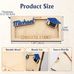Porte-monnaie en bois personnalisé avec nom en 3D et année Cadeau de fin d'études pour les diplômés