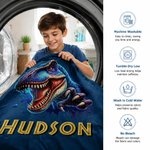 Coperta personalizzata con nome di dinosauro | Morbido pile accogliente per bambini, ragazzi e ragazze | Regalo unico per compleanno, vacanze e amanti dei dinosauri