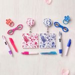 Personalised Chinoiserie Floral Badge Reel with Initial and Badge Buddy Birthday Appreciation Gift for Nurse Doctor