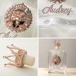 Personalised Crown Floral Design Whiskey Decanter with Glass and Name Home Decor Birthday Anniversary Gift for Women Wine Lovers