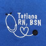 Personalized Embroidered Mini Heart Stethoscope Women's Crewneck T-shirt with Text Graduation Nurse Week Gift for Medical Staff Student