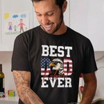 Personalized American Flag Eagle Dad 100% Cotton Men's T-shirt Sweatshirt with Name Father's Day American Independence Day Gift for Dad Grandpa
