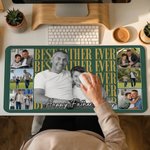 Personalised Multicolor Best Dad Ever 2-6 Photos Non-Slip Mouse Pad Desk Mat with Text Office Desk Supplies Daily Use Father's Day Gift for Dad