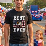 Personalized American Flag Eagle Dad 100% Cotton Men's T-shirt Sweatshirt with Name Father's Day American Independence Day Gift for Dad Grandpa