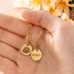 Personalizada Pet Retrato Collar con nombre grabado Dainty Joyería Birthdayt Memorial Sympathy Gift for Dog Cat Owner Lover