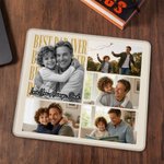 Personalised Multicolor Best Dad Ever 2-6 Photos Non-Slip Mouse Pad Desk Mat with Text Office Desk Supplies Daily Use Father's Day Gift for Dad