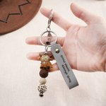 Personalized Highland Cow PU Leather Beaded Keychain with Engraved Name and Text Daily Use Birthday Gift for Women Highland Cow Lover