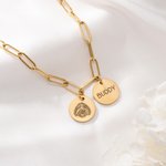 Personalizada Pet Retrato Collar con nombre grabado Dainty Joyería Birthdayt Memorial Sympathy Gift for Dog Cat Owner Lover
