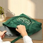 Personalised Birth Flower Large Corduroy Tote Bag with Name Daily Travel Birthday Gift for Girls Women