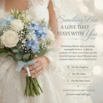 Personalised Blue Crystal Bridal Bouquet Charm with Engraved Text and Card Something Blue Wedding Gift for Bride