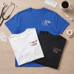 Personalized Embroidered Mini Heart Stethoscope Women's Crewneck T-shirt with Text Graduation Nurse Week Gift for Medical Staff Student