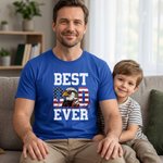 Personalized American Flag Eagle Dad 100% Cotton Men's T-shirt Sweatshirt with Name Father's Day American Independence Day Gift for Dad Grandpa