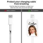 Protecteur de câble transparent avec nom pour chargeur iPhone Type-C Lot de 2 Cadeau d'anniversaire pour la famille et les amis