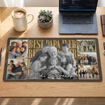 Personalised Multicolor Best Dad Ever 2-6 Photos Non-Slip Mouse Pad Desk Mat with Text Office Desk Supplies Daily Use Father's Day Gift for Dad