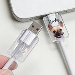 Protecteur de câble transparent avec nom pour chargeur iPhone Type-C Lot de 2 Cadeau d'anniversaire pour la famille et les amis