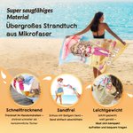 Personalisiertes Strandtuch mit Cartoon-Figur | Strandkulisse | in 2 Größen erhältlich | Sommerausflug Geburtstag Geschenk für Familie Freunde