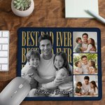 Personalised Multicolor Best Dad Ever 2-6 Photos Non-Slip Mouse Pad Desk Mat with Text Office Desk Supplies Daily Use Father's Day Gift for Dad