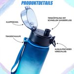 Personalisierte Trinkflasche mit Fußballspieler-Silhouette | mit Namen und Nummer |  Trageschlaufe | Geschenk für Kinder Teenager und Fußballfans
