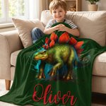 Coperta personalizzata con nome di dinosauro | Morbido pile accogliente per bambini, ragazzi e ragazze | Regalo unico per compleanno, vacanze e amanti dei dinosauri
