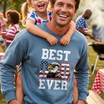 Personalized American Flag Eagle Dad 100% Cotton Men's T-shirt Sweatshirt with Name Father's Day American Independence Day Gift for Dad Grandpa