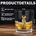 Gepersonaliseerd Old Fashioned whiskyglas van 295 ml met golfspeler en naam Vaderdagcadeau en verjaardagscadeau voor golfliefhebbers