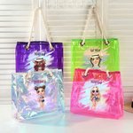 Personalised Cartoon Summer Shiny Trendy Girl Waterproof Clear Tote Bag with Name Pool Beach Party Birthday Gift for Her