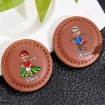 Personalized Cartoon Golfer Character Face Photo PU Leather Magnetic Golf Ball Marker with Name Set of 2 Golf Club Birthday Gift for Golf Lovers