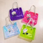 Personalized Birth Flower Holographic Clear Tote Bag with Name Beach Daily Travel Accessories Bachelorette Party Wedding Gift for Brides Women