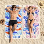 Henkilökohtainen Abstrakti Art Sea Animal Ylimitoitettu Quick Dry Magnetic Beach Towel nimi kesäloma Beach Party syntymäpäivälahja perheelle ystävät