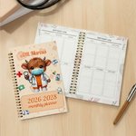 Personalised Cute Highland Cow 2026-2028 Planner Spiral Notebook with Weekly Monthly Planning Pages Nurse Week Appreciation Gift for Medical Staff