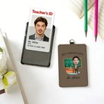 Foto personalizzata dell'insegnante maschio soggetto portabadge ID con fibbia appesa e testo Regalo per la giornata dell'insegnante uso quotidiano per gli insegnanti maschi