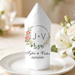 Serviette de table personnalisée avec nom date et motif -  Décoration de table - Cadeau d'anniversaire de mariage pour jeunes mariés