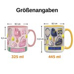 Personalisierte 3D-Optik Keramiktasse mit Tennissmotiv | mit Namen | Untersetzer wählbar | Geburtstag Spieltag Geschenk für Tennisspieler und -Fans
