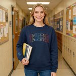 Personalized Multicolor Embroidered Sweatshirt with Text Back to School Teacher Appreciation Gift for Teachers