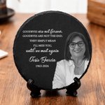Personalised Heart Circle Shaped Photo Garden Stone with Name and Text Memorial Sympathy Gift for Loss of Loved One