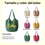 Bolso tote de hilo personalizado con flor y nombre multicolor para vacaciones de verano regalo de cumpleaños para mujeres y mejores amigas