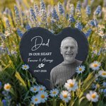 Personalised Heart Circle Shaped Photo Garden Stone with Name and Text Memorial Sympathy Gift for Loss of Loved One