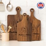 Personalized Engraved Heart Gesture Name Date Wooden Cutting Board with Handle Ship from USA Housewarming Mother's Day Gift for Mom Family