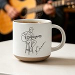 Personalized Line Style Guitarist Character 12 oz Ceramic Coffee Mug with Name Daily Use Birthday Gift for Guitar Player Woman Man