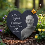 Personalised Heart Circle Shaped Photo Garden Stone with Name and Text Memorial Sympathy Gift for Loss of Loved One