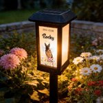 Personalized Pet Photo Flower Rainbow Angel Wing Solar Garden Light with Name and Date Garden Decor Memorial Sympathy Gift for Family Pet Owner