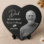 Personalised Heart Circle Shaped Photo Garden Stone with Name and Text Memorial Sympathy Gift for Loss of Loved One
