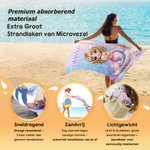 Gepersonaliseerd schattig extra groot en sneldrogend strandlaken met zeemeermin en naam cadeau voor zomervakantie of verjaardag voor meisjes