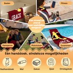 Gepersonaliseerd voetbalspeler silhouet sneldrogend extra groot strandlaken met naam en nummer ideaal voor zomer en strand cadeau voor voetbalfans