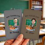 Foto personalizzata dell'insegnante maschio soggetto portabadge ID con fibbia appesa e testo Regalo per la giornata dell'insegnante uso quotidiano per gli insegnanti maschi
